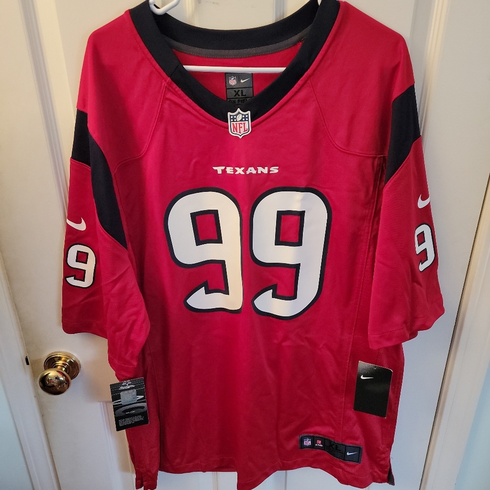 Nike On-Field JJ Watt Houston Texans Home Red Jersey.